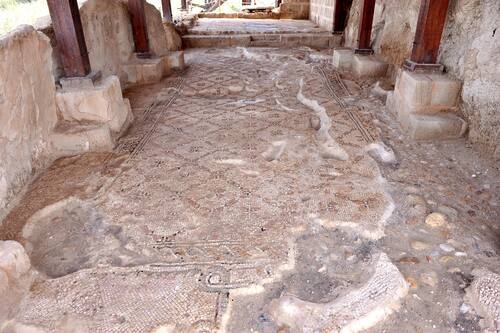 Wooden columns in the lower part of the protective shelter